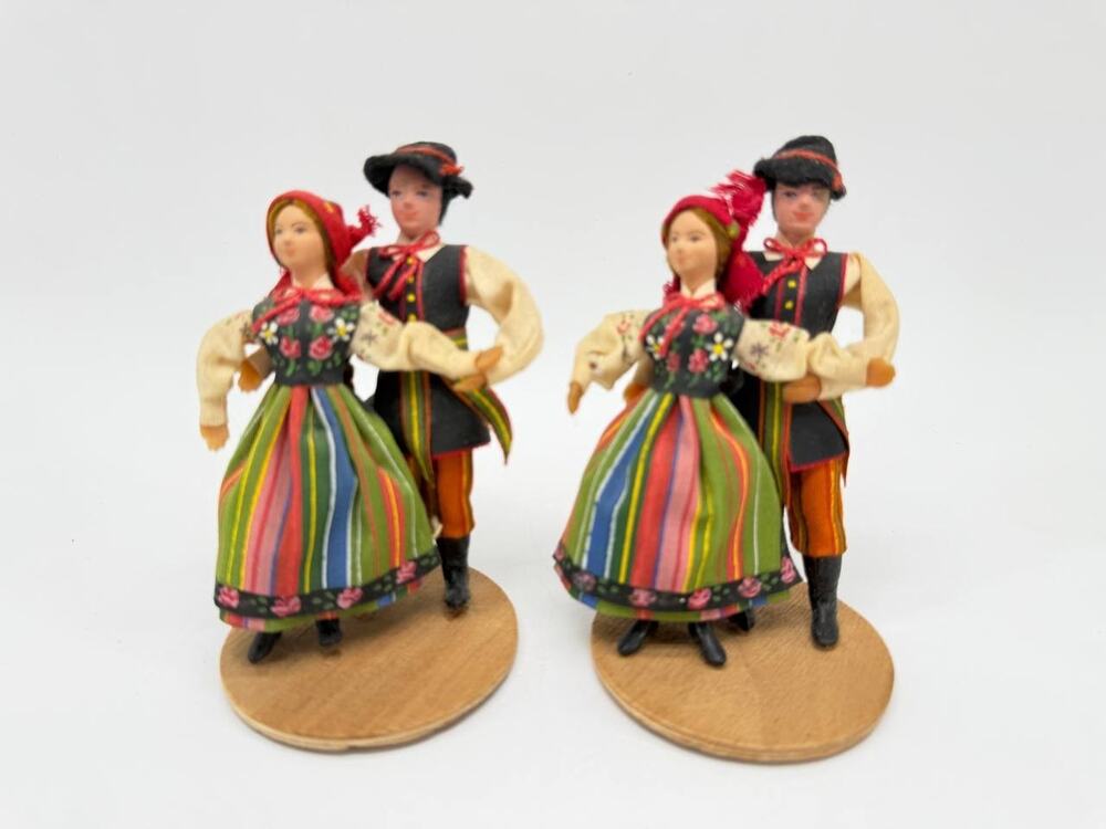 Vintage Cepelia Polish Folk Costume Couple Dolls Handmade Krakow Display Set